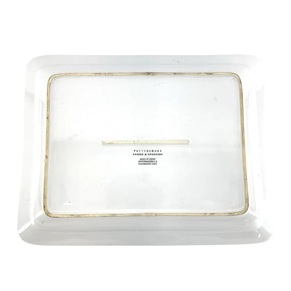 Pottery Barn Serving Platter Cheese & Crackers 12x15 Ceramic Charcuterie Plate